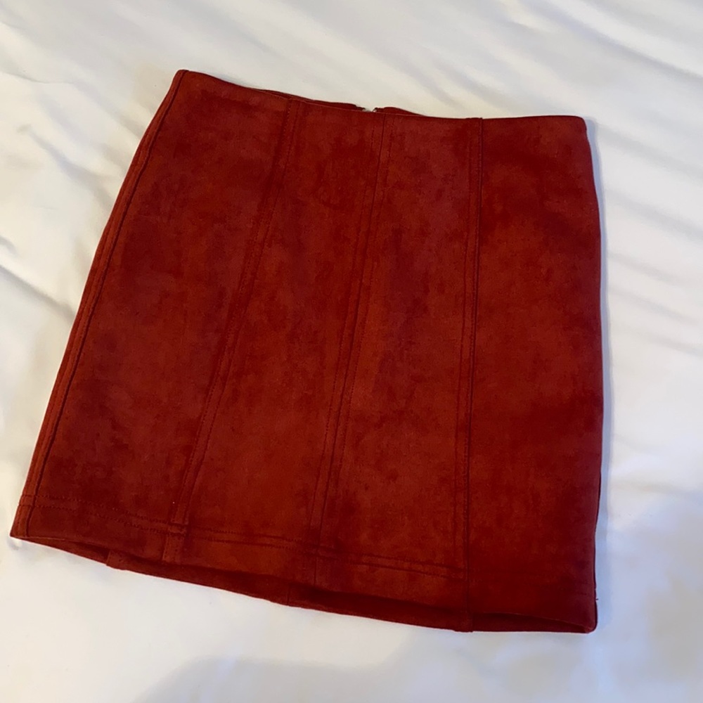 NEW skylar + Madison red/maroon faux suede skirt